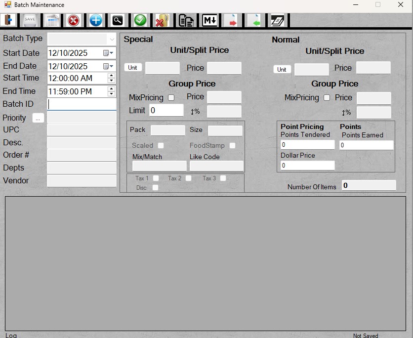 Batches screen
